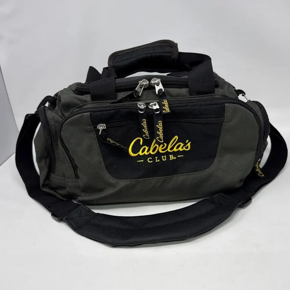 Cabela's Club Catch All Gear Bag, Green And Black Many Pockets Shoulder Strap